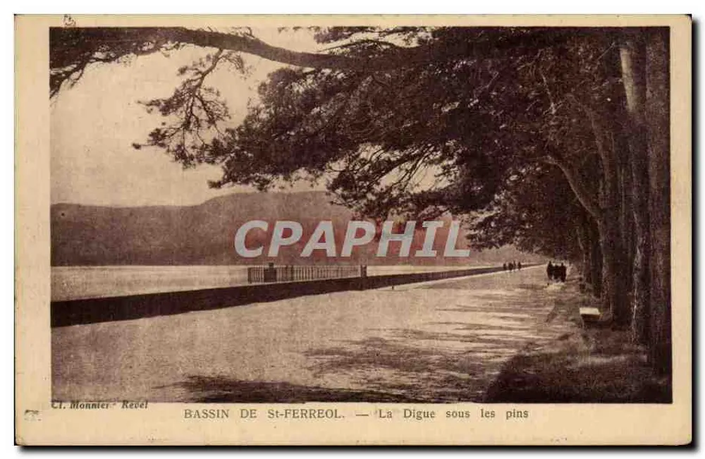 St-Ferreol-Becken — Die Digue unter den Kiefern — Cl. Monnier Revel - Vorderseite