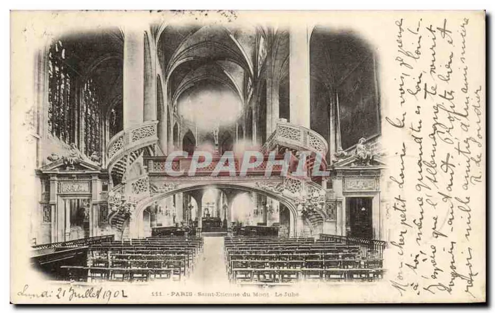 Paris - Sainte-Étienne-du-Mont - O Jubé — Bilhete postal antigo n°111, editado por C. Léna - Frente