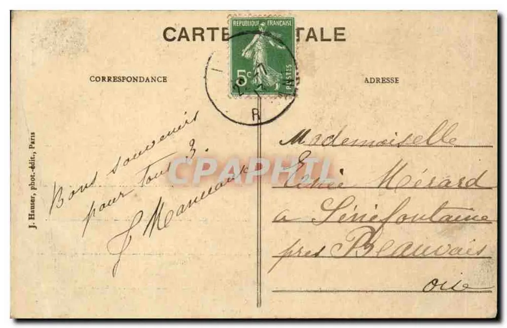 Sala das Conferências, Palácio do Luxembourg — Paris — J. Hauser, fot.-edit., Paris, n° 804 - Verso