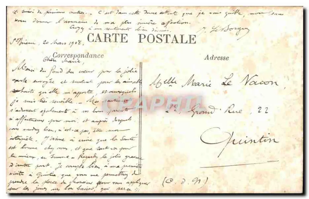 Liebendes Paar — gedruckter und handschriftlicher Text — Nr. 320/2 - Rückseite