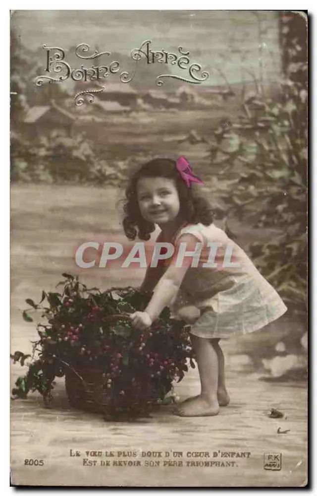 Mädchen mit Obstschale — Frohe Neujahr — F.K. Paris n°2005 - Vorderseite