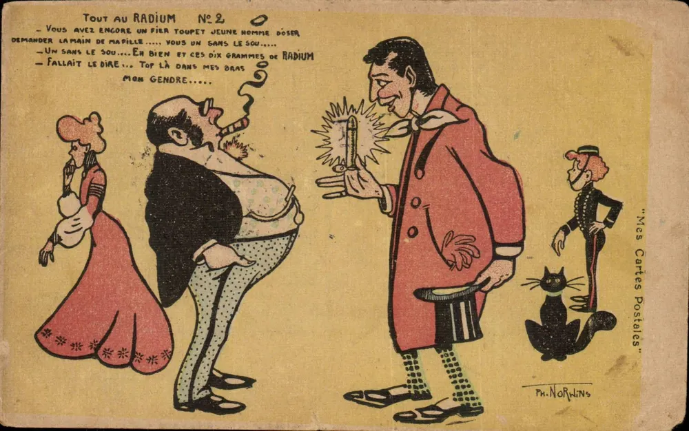 Spectacle de radium — caricature de magicien et spectateurs — éditeur 'Mes Cartes Postales' et n°2 - Vorderseite