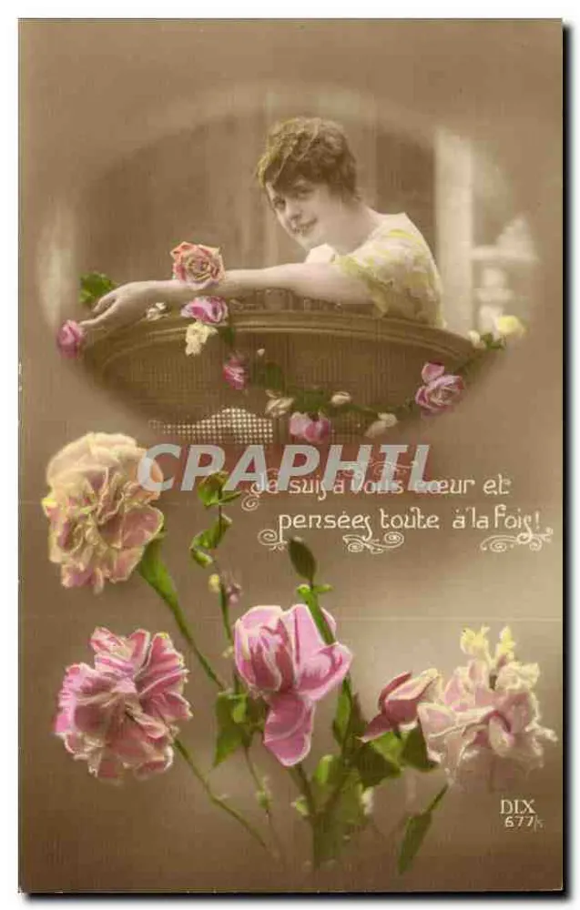 Frau am Balkon — Rosen — Verlag DIX n° 677 - Vorderseite