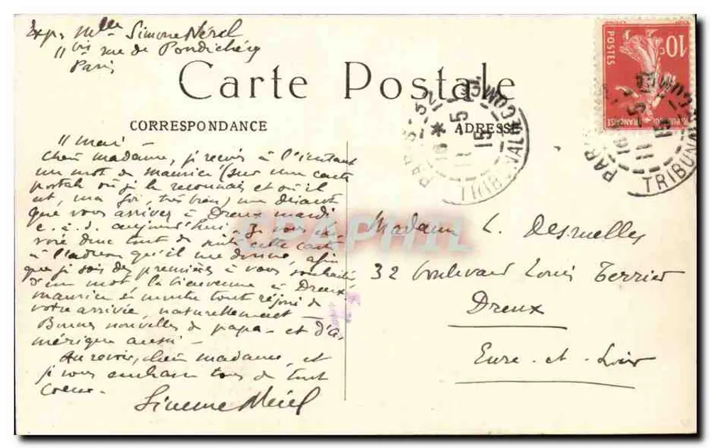 Paris - Fontaine Médicis — detalhe da cena de Polifemo prestes a esmagar Acis e Galatéia — editor M. J., n° 548 - Verso