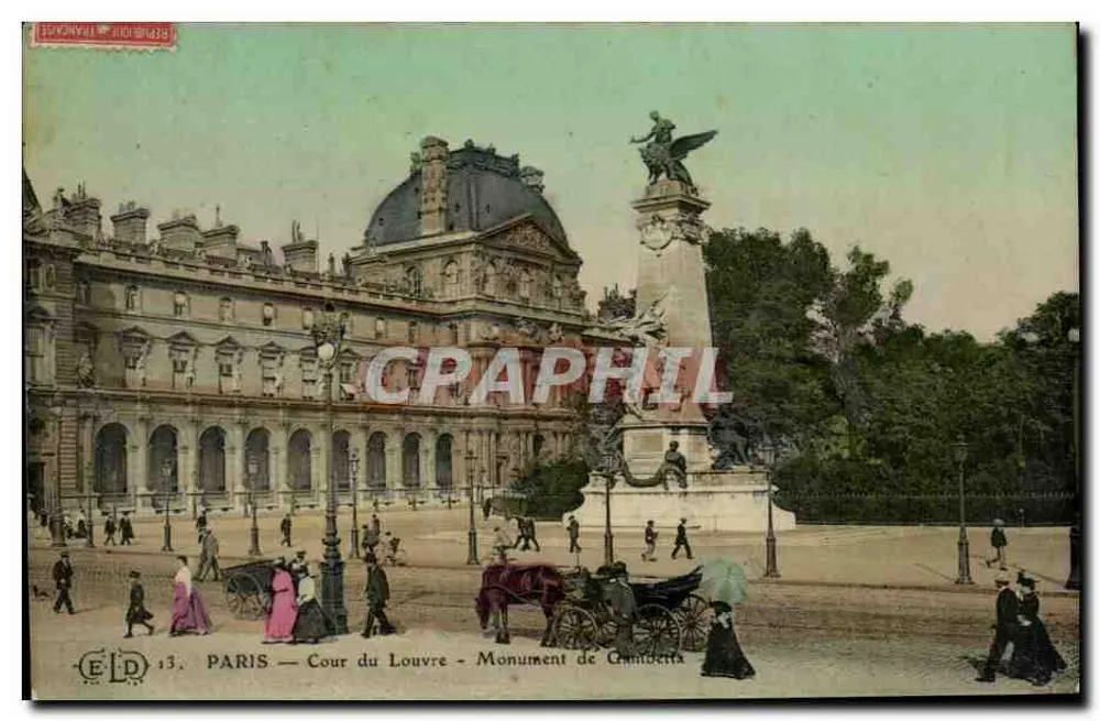 París — Cour du Louvre — Monumento a Gambetta - Anverso