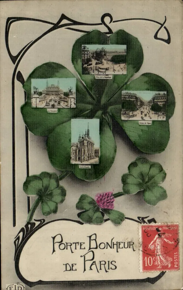 Porta de Boa Sorte de Paris — quatro vistas de Paris em um trevo — editor F.L.D. - Frente