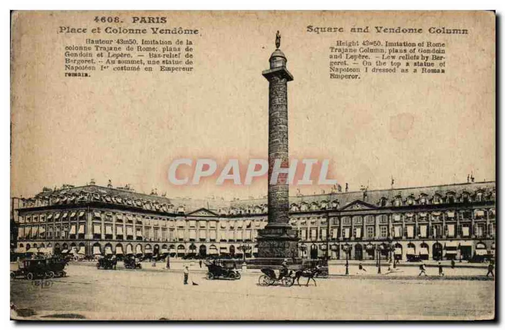 Place Vendôme — Coluna Vendôme — Impressão Deley, Paris - Frente