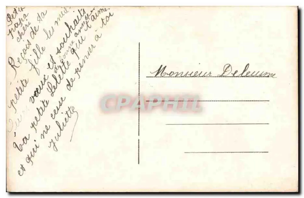Mädchen mit großem Pelzschäferhund — A papa chéri mes vœux de Bonne Année — DIX 590 - Rückseite