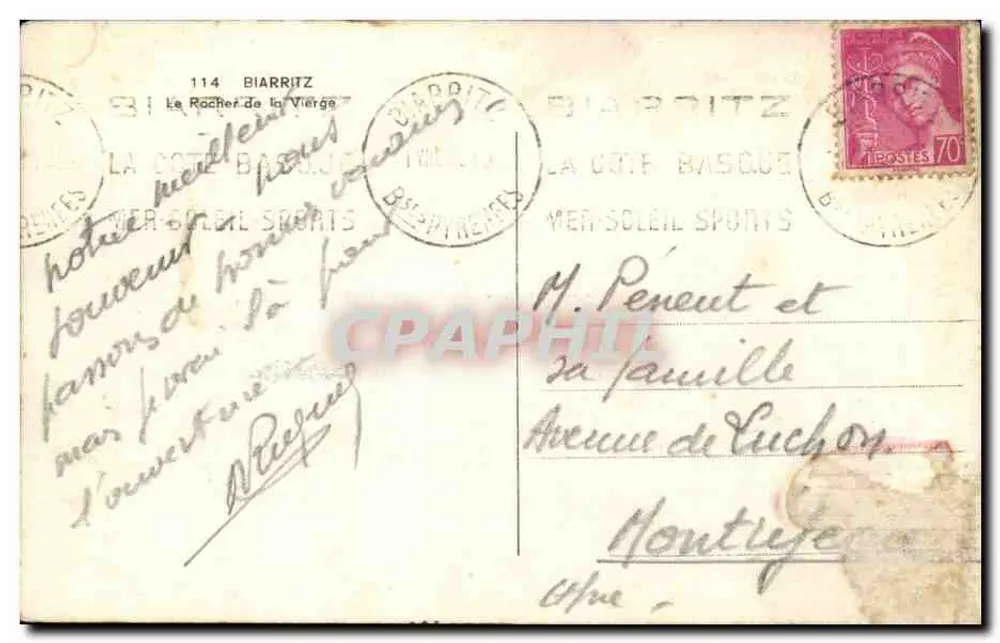 O Rocher de la Vierge — Biarritz — editor 'MER-SOLEIL SPORTS' - Verso