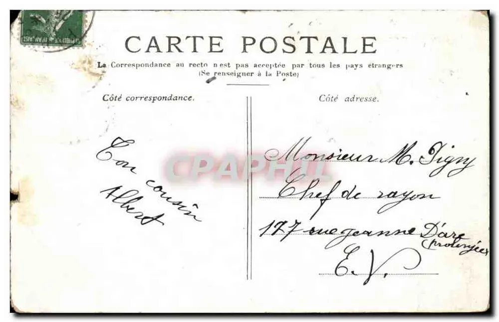 Paris — A Madeleine — Editor não identificado, número de série não visível - Verso