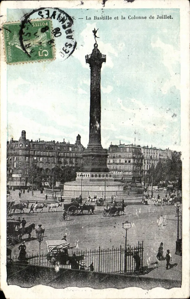 Paris — Die Bastille und die Säule vom 14. Juli. - Vorderseite