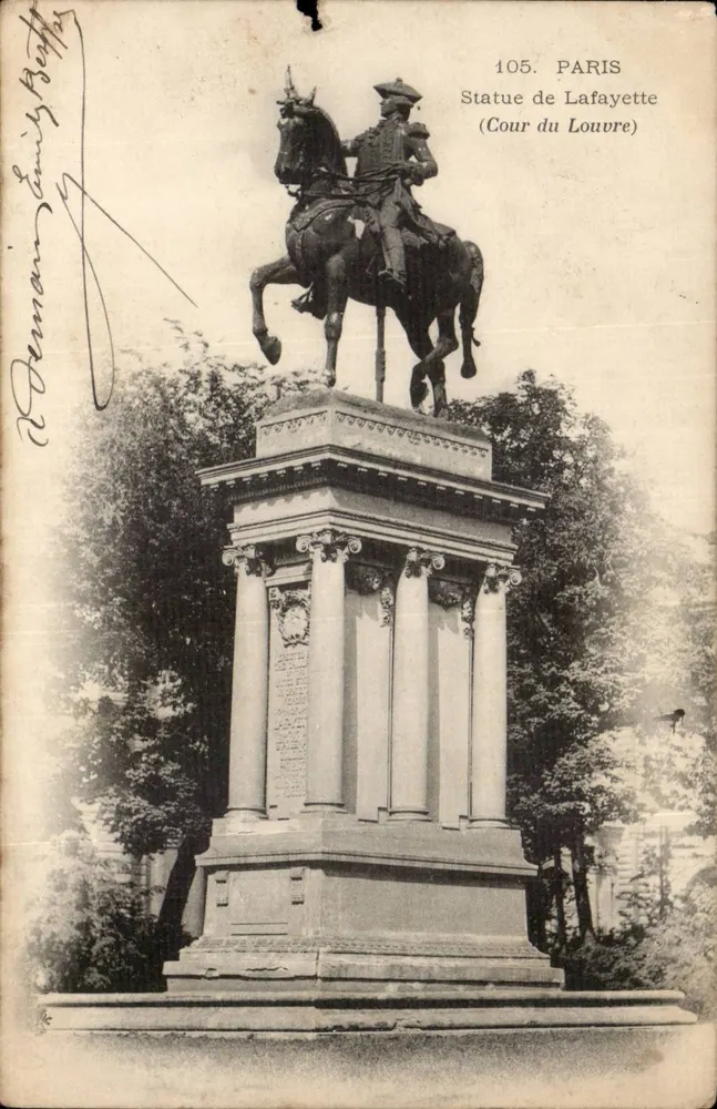 Estátua de Lafayette — Cour du Louvre — Paris — n°105 - Frente