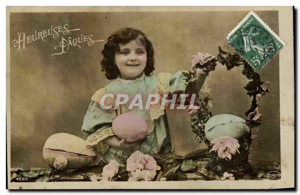 Menina com ovos de Páscoa — Felizes Páscoas — Circe, n°4522 - Frente