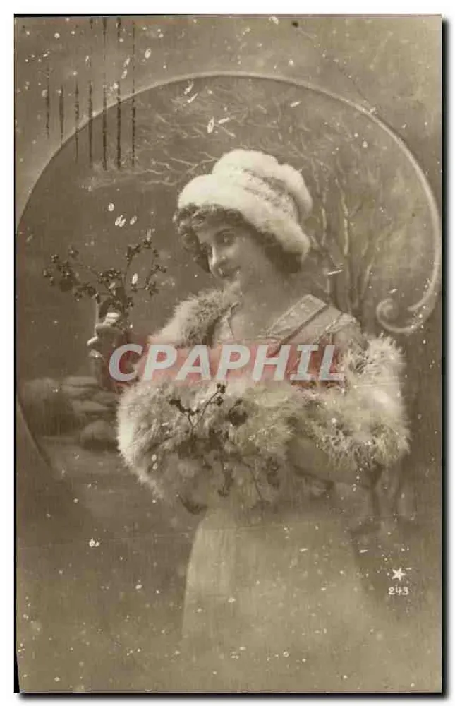 Frau in Pelz und Hut — Winterlandschaft — Nr. 243 - Vorderseite