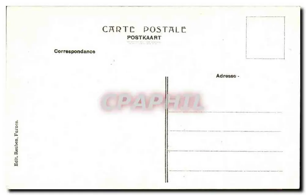 Furnes. Grand Place und spanische Häuser — Verlag: Reitben, Furnes, Nr. 4 - Rückseite