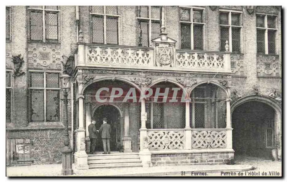 Furnes — Treppenaufgang des Rathauses — Edit. Rochen, Furnes, n°31 - Vorderseite