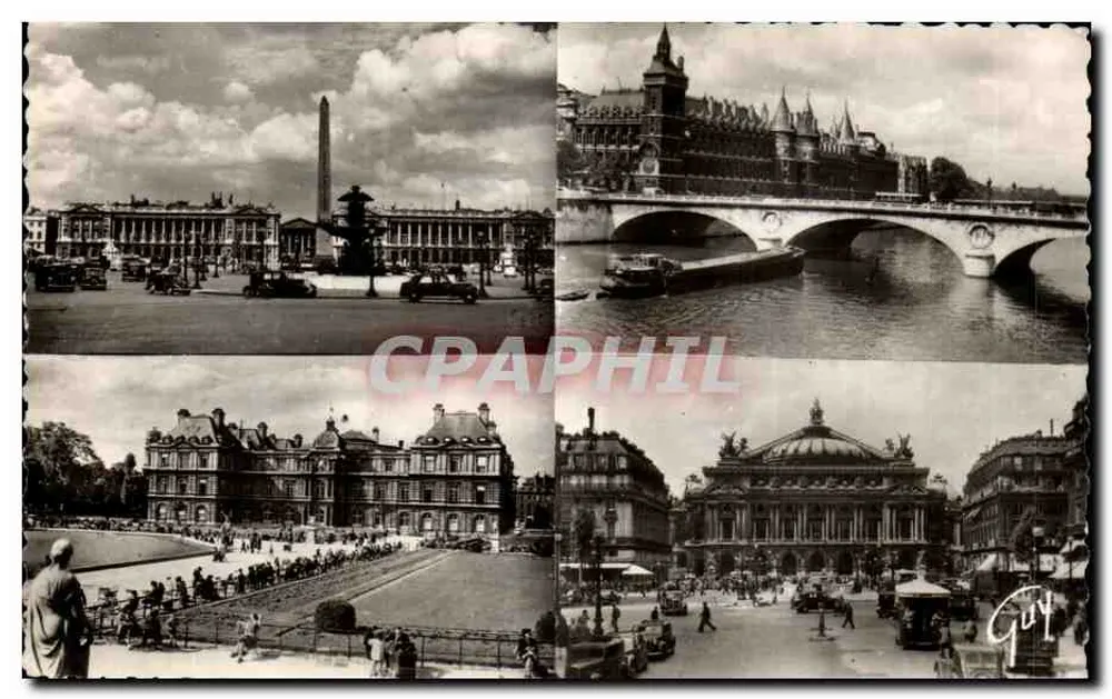 Paris und seine Wunder — 3174 Die Place de la Concorde, die Conciergerie, das Palais du Luxembourg und die Place de l'Opéra — Verlag André Leconte, Nr. 3174 - Vorderseite