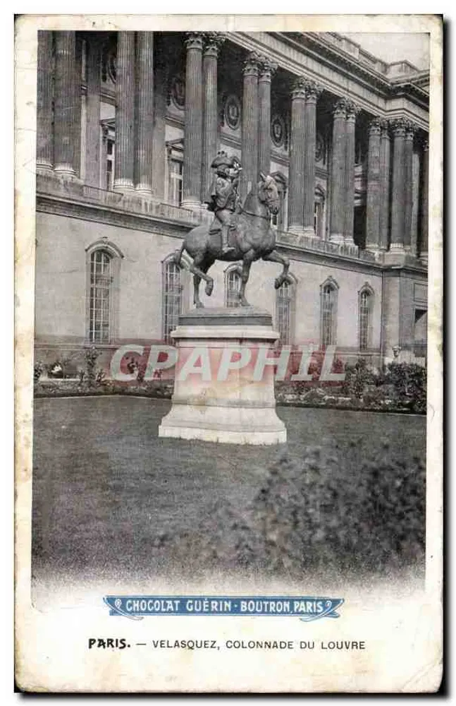 Paris — Velasquez, Säulenreihe des Louvre — Chocolat Guérin, Boutron, Paris - Vorderseite