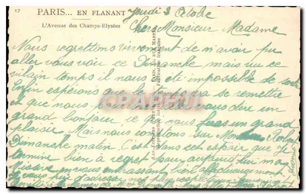 Parijs — Avenue des Champs-Élysées — Jivon - Achterkant