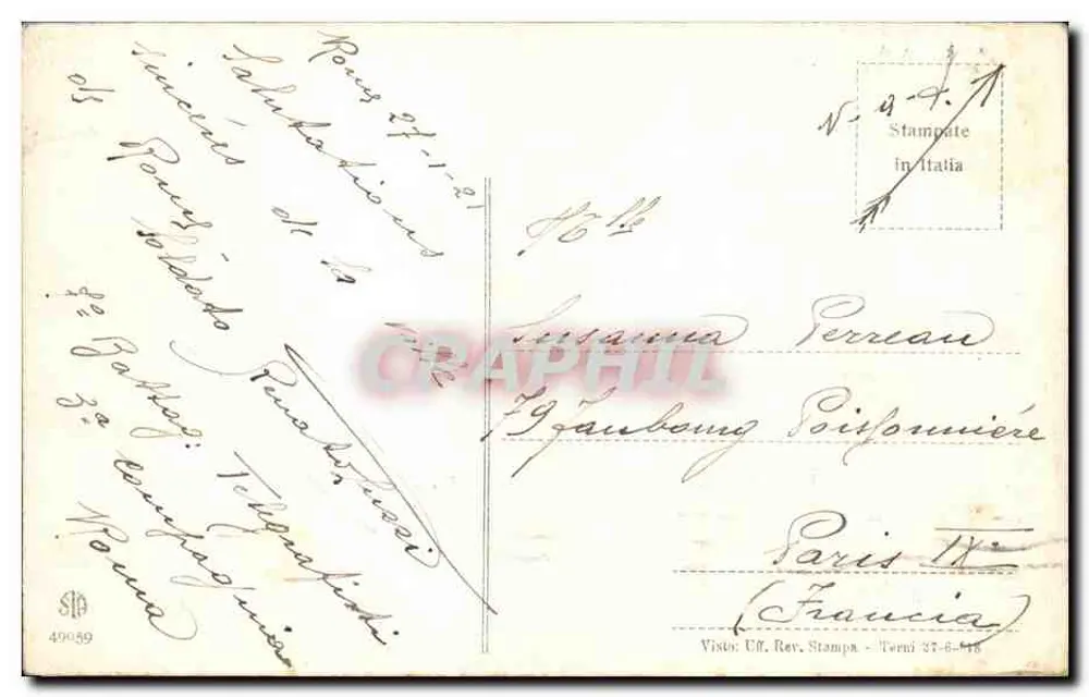 Schip aan de kade — gedicht van G. D'Annunzio — onbekende uitgever - Achterkant