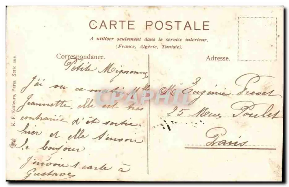 Cena de campo — dois camponeses — K. F. Editores, Paris, Série 566 - Verso