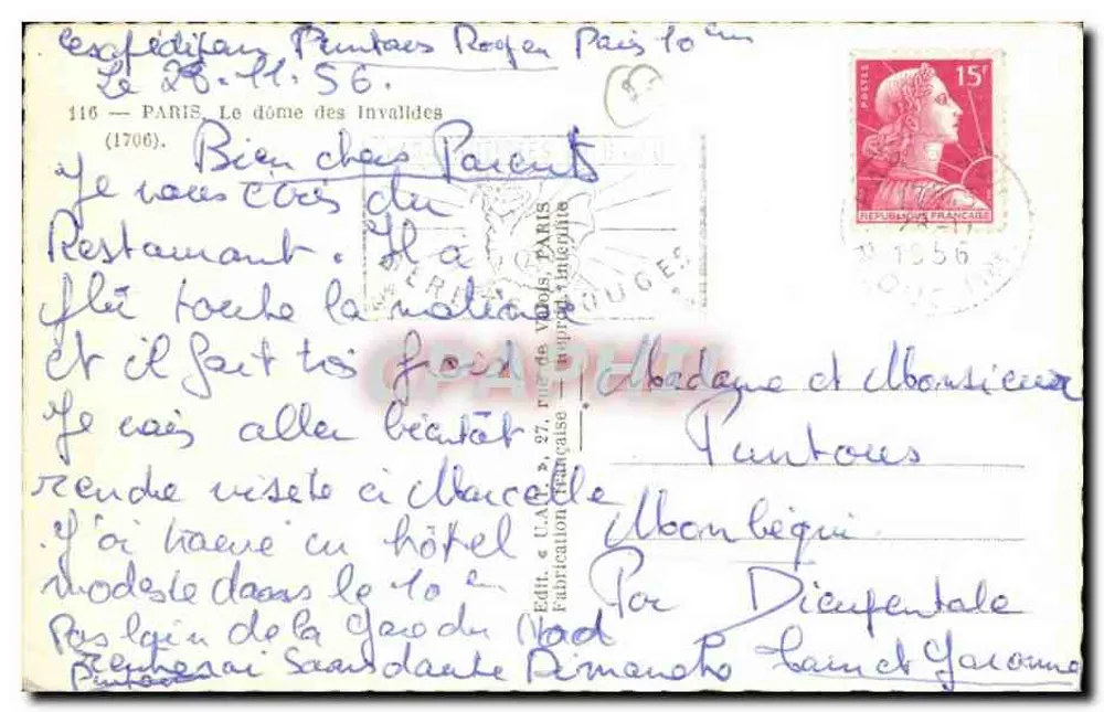 O domo dos Invalidos — Paris — Editor: Diépenfente & Lain et Yacomo - Verso