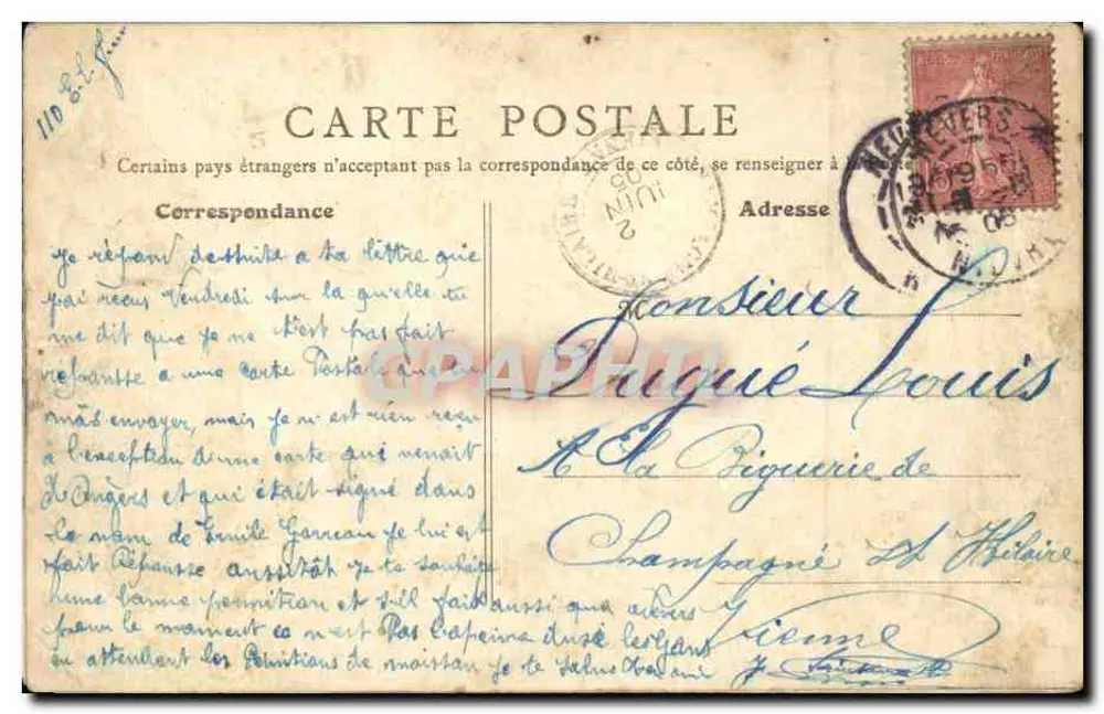 Nevers - Kasernen Pittié, 13. Linie, Ankunft der Klasse — B.F. Paris - Rückseite