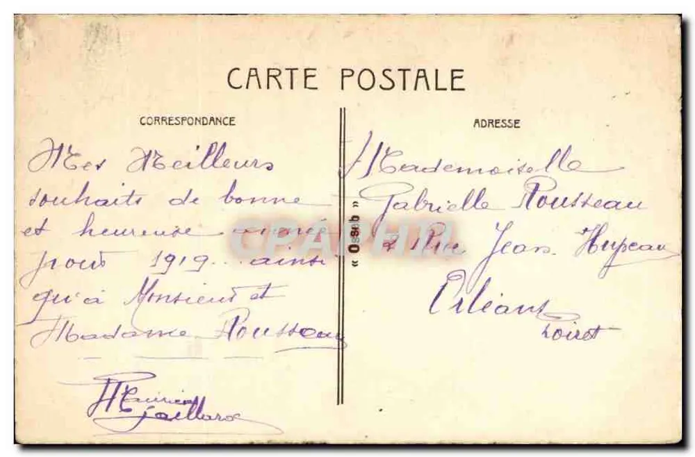 Blumen und Baum — Frohe Neujahr — Ansichtskarte datiert 1919 - Rückseite
