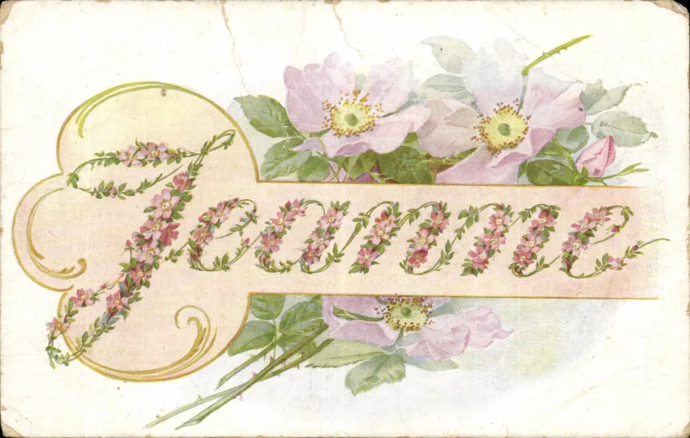Jeanne — carte décorative avec roses — Marque L.E. Série Fantaisies n°4005 - Vorderseite