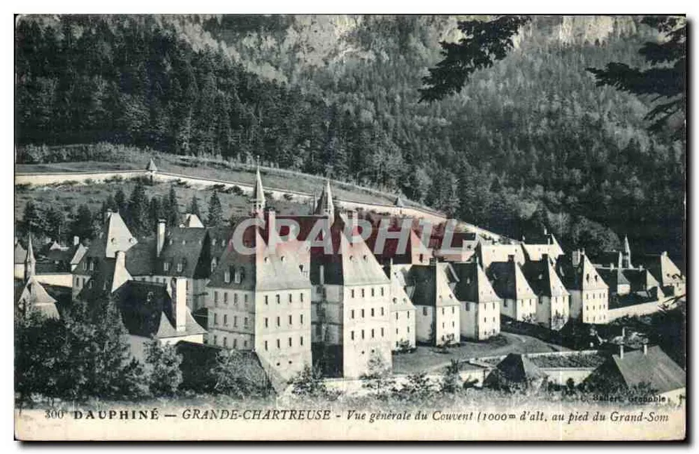Dauphiné — Grande-Chartreuse — Visão geral do Mosteiro (1000 m de altitude, aos pés do Grand-Som) — Balleret, Grenoble - Frente