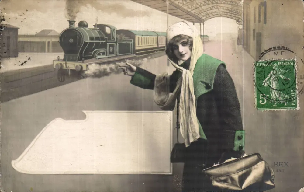 Frau am Bahnhof — Dampfzug — Verlag REX n°4301 - Vorderseite