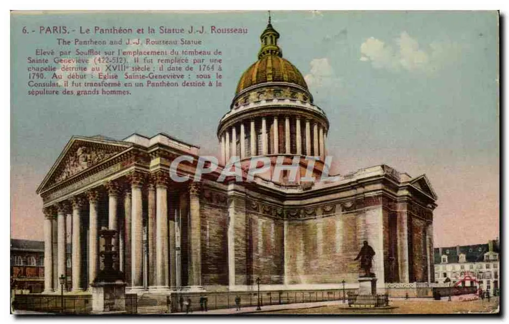 Paris - Der Panthéon und die Statue J.-J. Rousseau — Verlag nicht sichtbar, Seriennummer 6 - Vorderseite