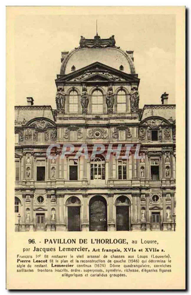 Pavillon de l'Horloge, am Louvre — von Jacques Lemercier, Französisches Kunstwerk, 16. und 17. Jahrhundert - Vorderseite