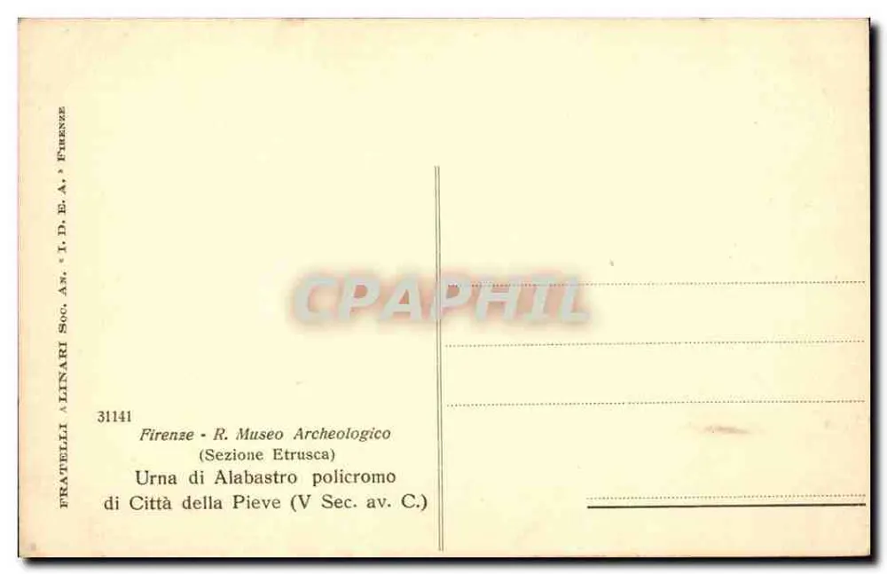 Urna de Alabastro policromo — Século V a.C. — Fratelli Alinari, Firenze, n° 31141 - Verso