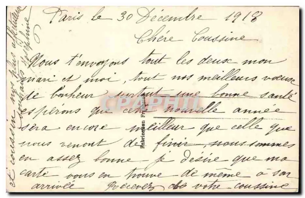 Kleine Mädchen mit Rosenstrauß — Frohes Neues Jahr — Verlag H. ROUSTIG, Nr. 15 - Rückseite