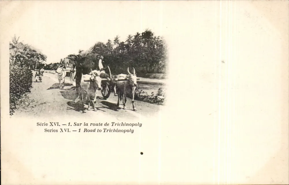 Sur la route de Trichinopoly — Série XVI — 1 — Éditeur : École Industrielle de l'Inde méridionale - Frente
