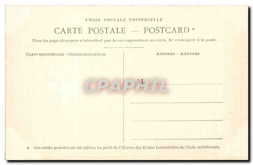Dorf in den Ghâtes — Serie XII, Nr. 6 — Éditions des Écoles Industrielles de l'Inde méridionale - Rückseite