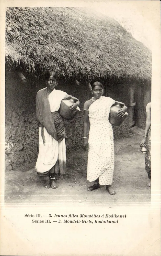 Junge Mädchen Moudélies in Kodikanal — Serie III, Nr. 3 — Verlag: Werk der Industriellen Schulen, Indien - Vorderseite