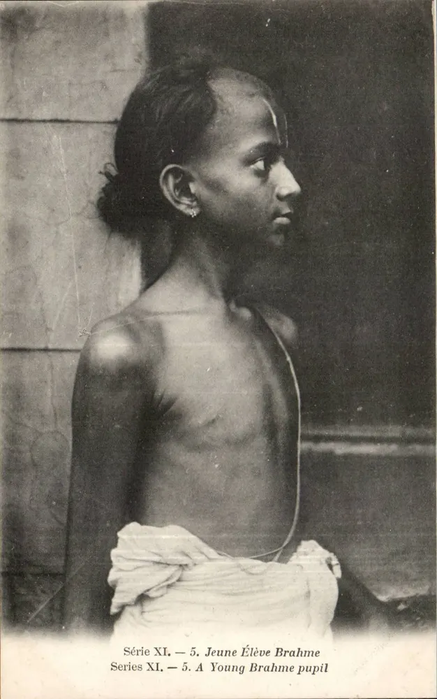 Jovem Brahme — Série XI, n°5 — Editor: Escolas Industriais da Índia Meridional - Frente