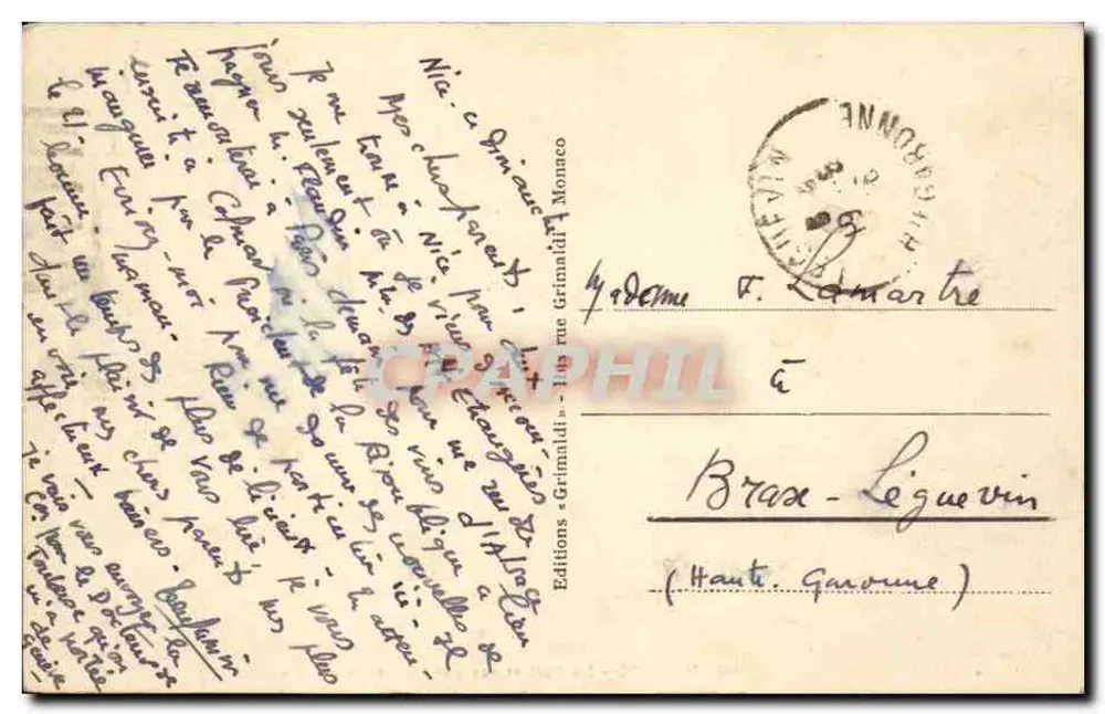 Monaco - Der Hafen und Blick auf Monte-Carlo — Grimaldi-Edition, Nr. 341 - Rückseite