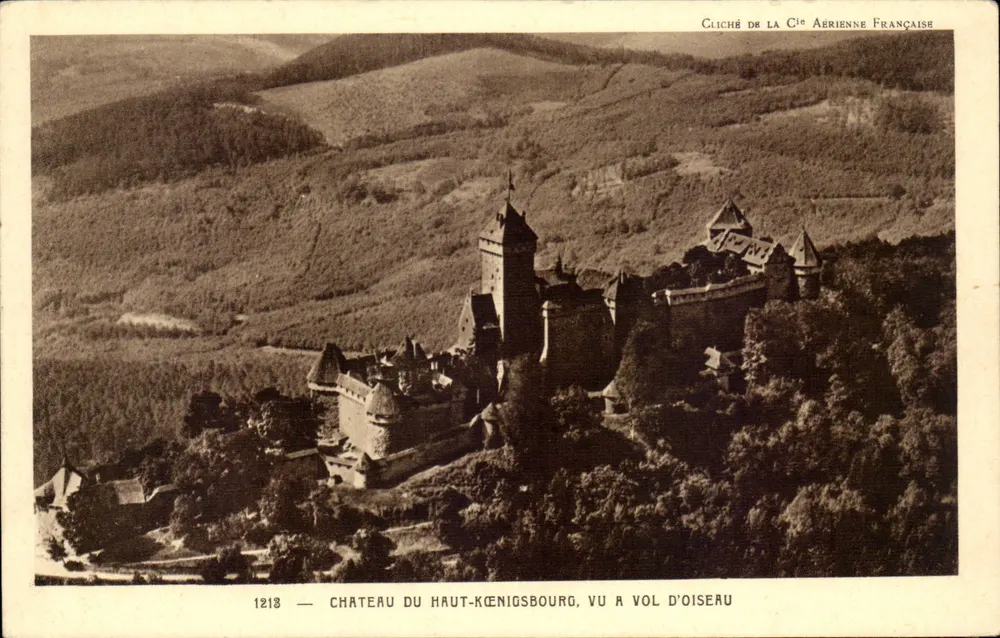 Schloss Haut-Kœnigsbourg — von oben gesehen — Foto der Französischen Luftfahrtsfirma, Nr. 1218 - Vorderseite