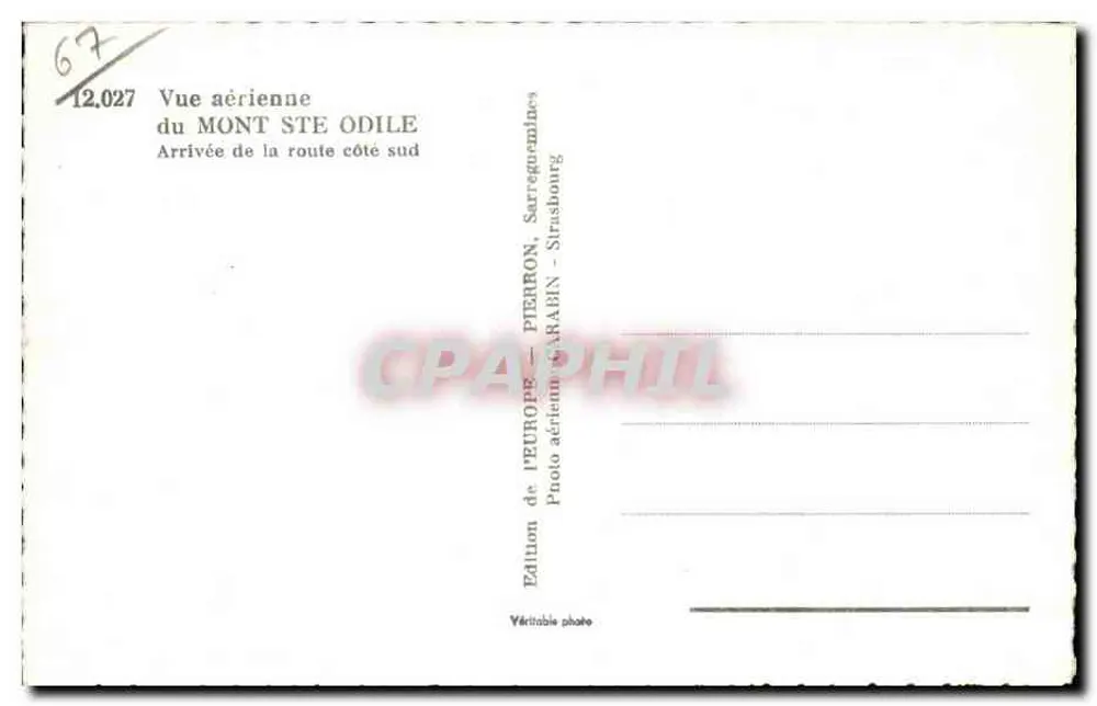 Mont Sainte-Odile — Luftbild — Édition de l'Europ — n°12.027 - Rückseite