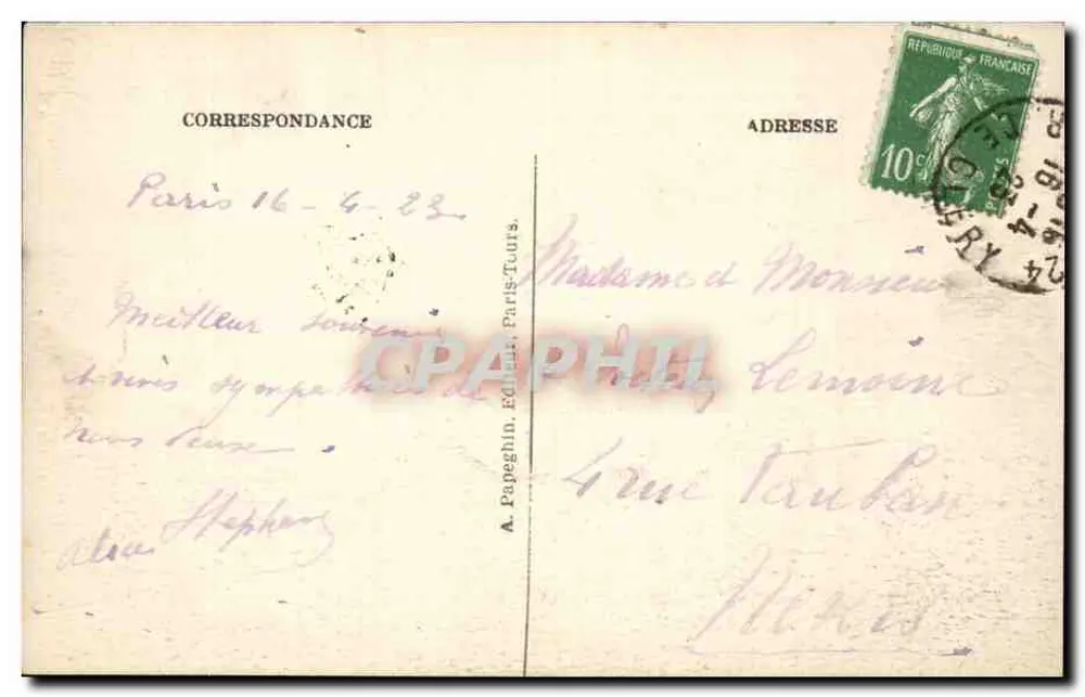 Paris - Seilbahn und Basilika des Heiligen Herzens von Montmartre — A. Papagehin, Paris-Tours, n°450 - Rückseite