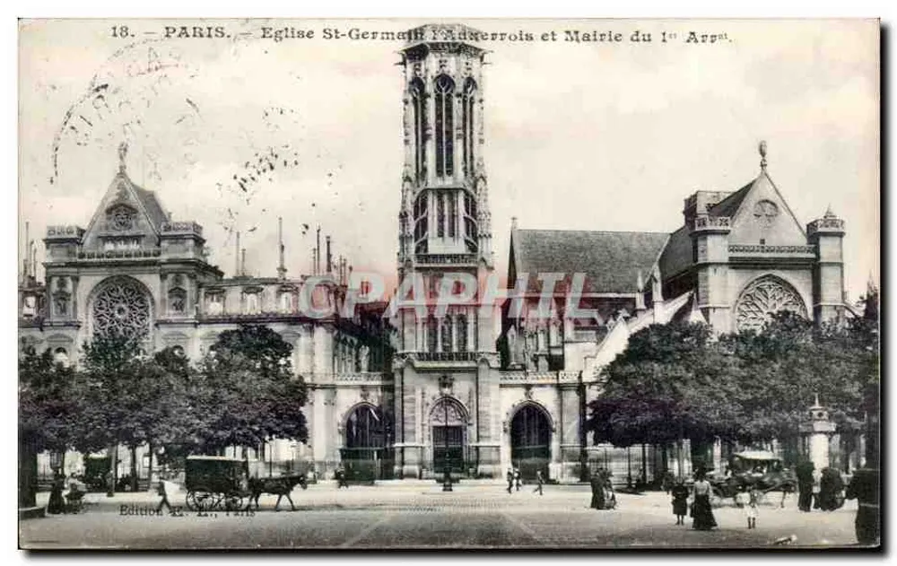 Paris — Kirche Saint-Germain-l'Auxerrois und Rathaus des 1. Arrondissements — Ausgabe L. Paris - Vorderseite