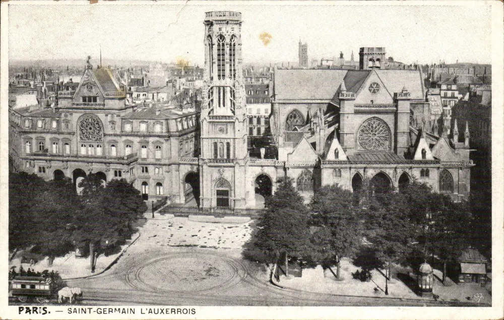 Paris — Saint-Germain-l'Auxerrois — vista da catedral e do pátio - Frente