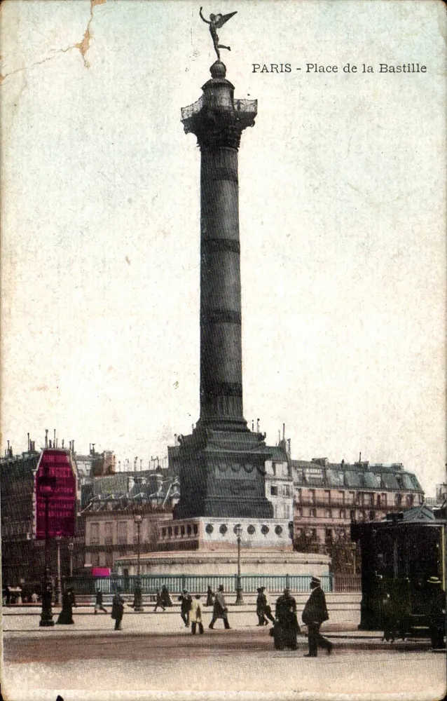 Paris - Place de la Bastille — Bastille-Säule mit Engelstatue — Verlag INDOCE - Vorderseite