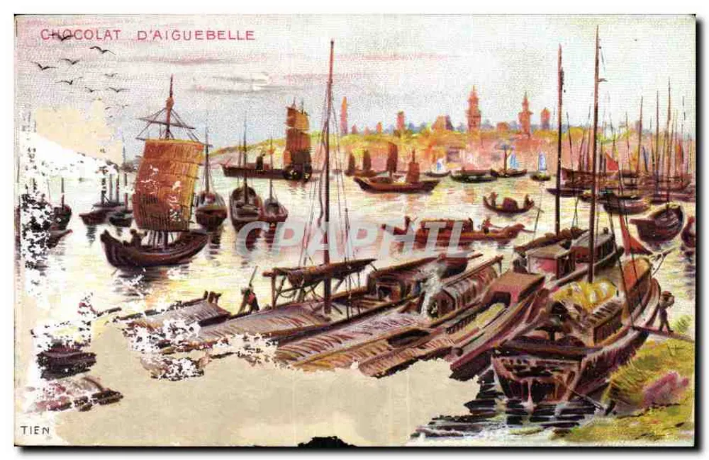 Hafen von Aiguebelle — Ansicht von Booten — Ausgabe der Schokoladenfabrik Aiguebelle - Vorderseite