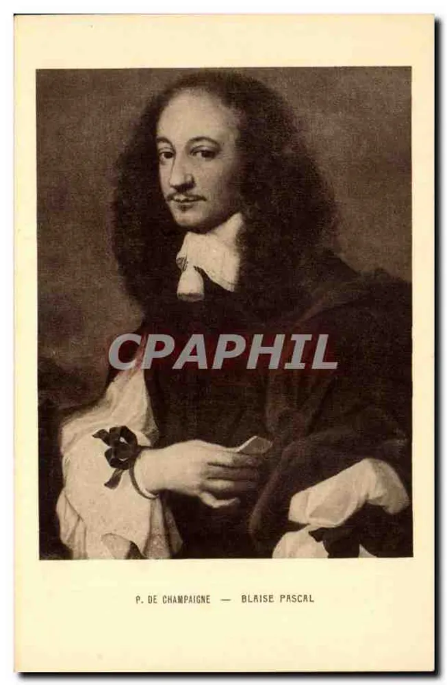 Blaise Pascal — Retrato por P. de Champaigne — Editor Braun & Cie, França - Frente