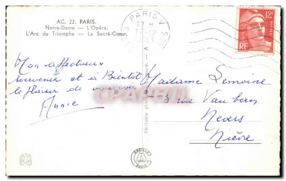 Paris — Notre-Dame, Das Opernhaus, Der Triumphbogen, Das Sacré-Cœur — AC. 22. PARIS. - Rückseite