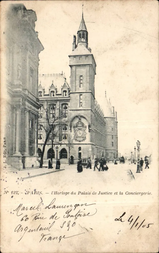 Paris — Die Uhr des Palais de Justice und die Conciergerie — J. L. Edit., Paris, N° 122 - Vorderseite